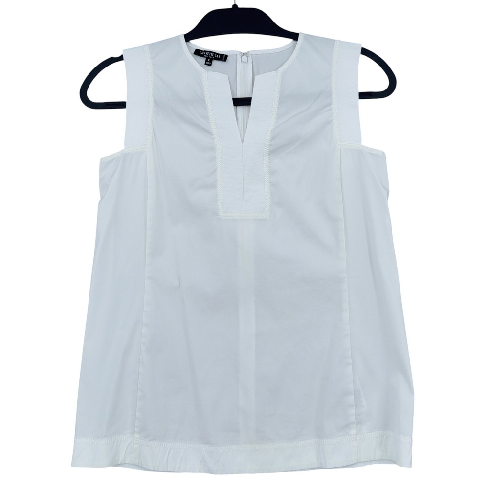 Lafayette 148 New York Sleeveless Blouse Women P Cotton Blend White